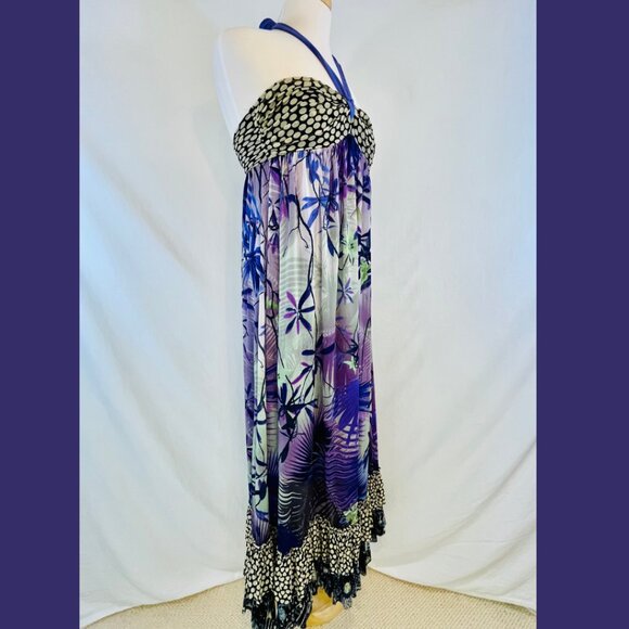 Jean Paul Gaultier Resort Polka Dot + Palm Maxi Dress - Size 6 - Picture 3 of 16